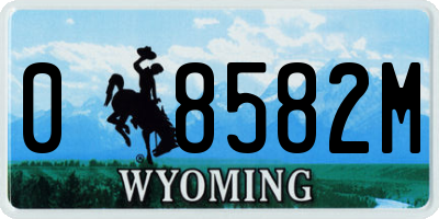 WY license plate 08582M
