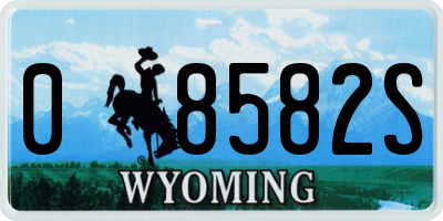 WY license plate 08582S