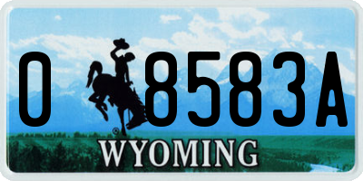 WY license plate 08583A