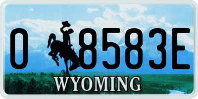 WY license plate 08583E