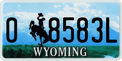 WY license plate 08583L