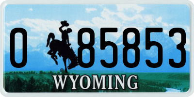 WY license plate 085853