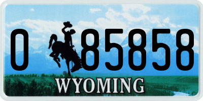 WY license plate 085858
