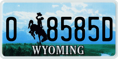 WY license plate 08585D