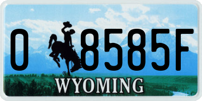 WY license plate 08585F