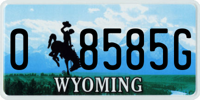 WY license plate 08585G