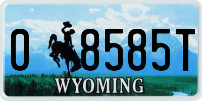 WY license plate 08585T