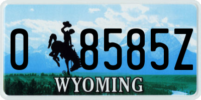WY license plate 08585Z