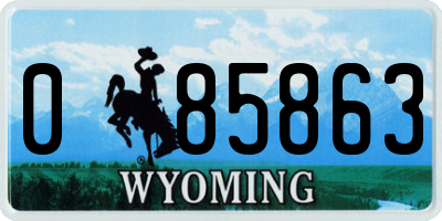 WY license plate 085863