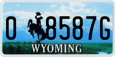 WY license plate 08587G