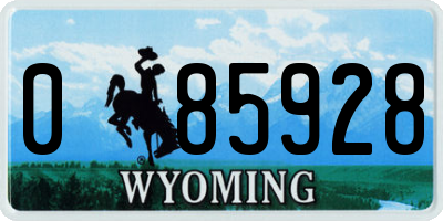 WY license plate 085928
