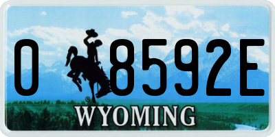 WY license plate 08592E