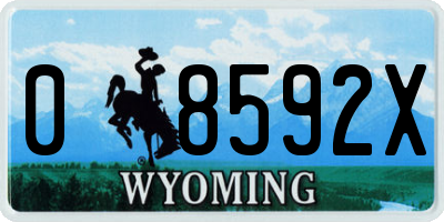 WY license plate 08592X