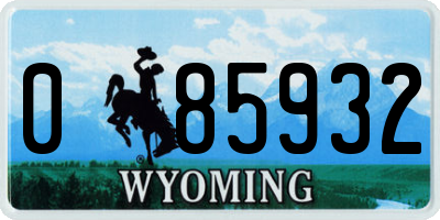 WY license plate 085932