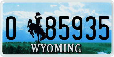 WY license plate 085935