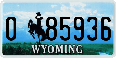 WY license plate 085936