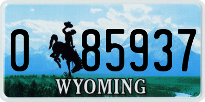 WY license plate 085937