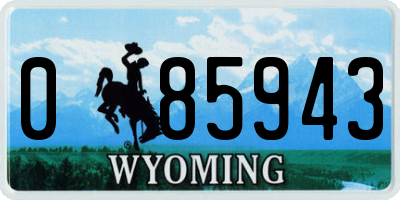 WY license plate 085943