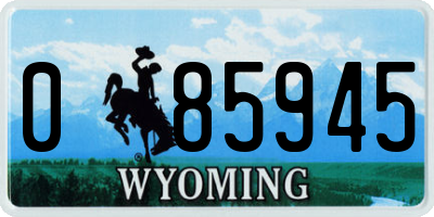 WY license plate 085945