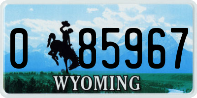 WY license plate 085967