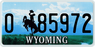 WY license plate 085972