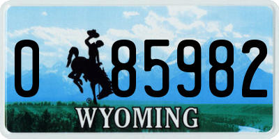 WY license plate 085982