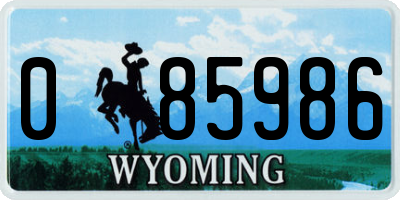 WY license plate 085986