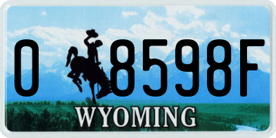 WY license plate 08598F