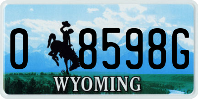 WY license plate 08598G