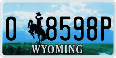 WY license plate 08598P