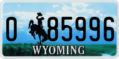 WY license plate 085996