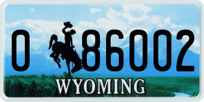 WY license plate 086002