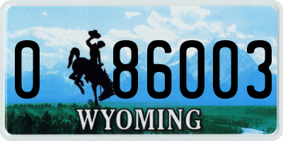 WY license plate 086003