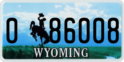 WY license plate 086008