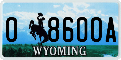 WY license plate 08600A