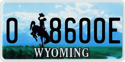 WY license plate 08600E