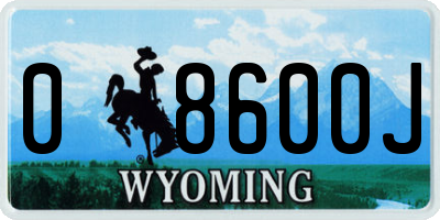 WY license plate 08600J