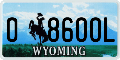 WY license plate 08600L