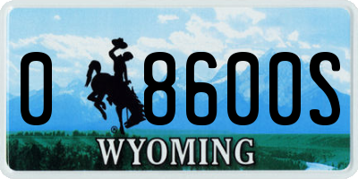 WY license plate 08600S
