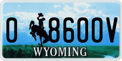 WY license plate 08600V