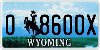 WY license plate 08600X