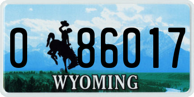 WY license plate 086017