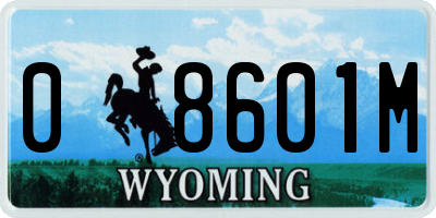 WY license plate 08601M