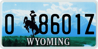 WY license plate 08601Z