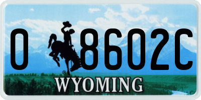WY license plate 08602C