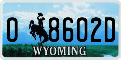 WY license plate 08602D