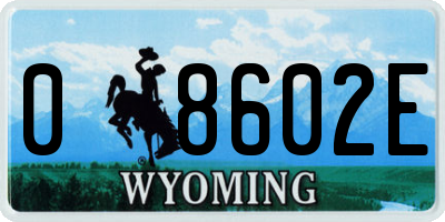 WY license plate 08602E
