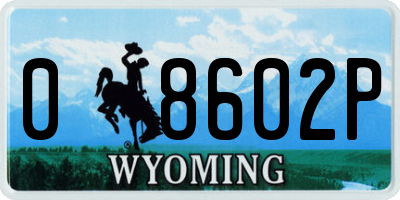 WY license plate 08602P