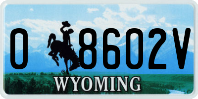 WY license plate 08602V
