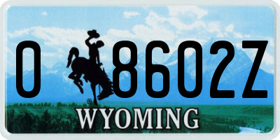 WY license plate 08602Z